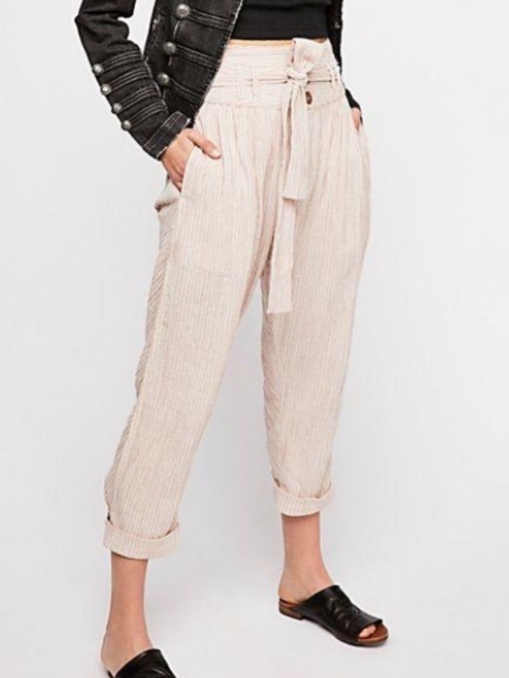Free People Women's Rumors Yarn-Dye Harem Pants